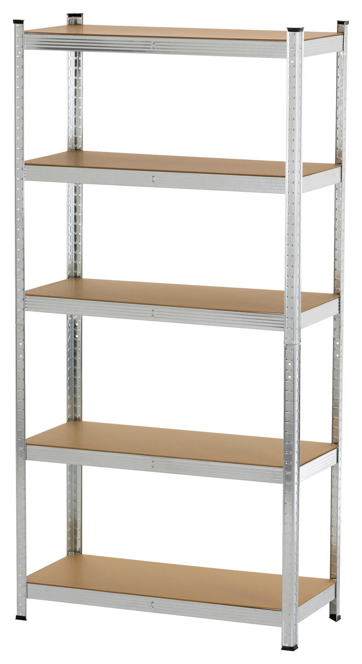 Schwerlastregal Easymaxx Silberfarben/Hellbraun - Hellbraun/Silberfarben, KONVENTIONELL, Holzwerkstoff/Kunststoff (40/90/180cm)