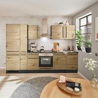 Küchenblock Jazz mit Geräten ca.310cm Eiche/Anthrazit - Anthrazit/Schwarz, LIFESTYLE, Holzwerkstoff/Kunststoff (310cm) - P & B