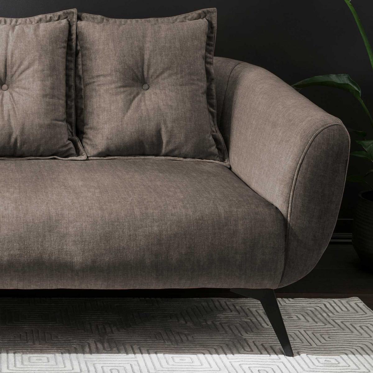 2,5-Sitzer-Sofa Baggio Braun Velours - Schwarz/Braun, MODERN, Holz/Textil (196/94/103cm) - Livetastic