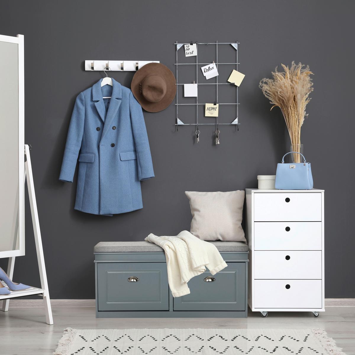 Omara Za Čevlje Estha 2, Siva - srebrne barve/siva, Moderno, kovina/leseni material (104/52/24cm) - MID.YOU