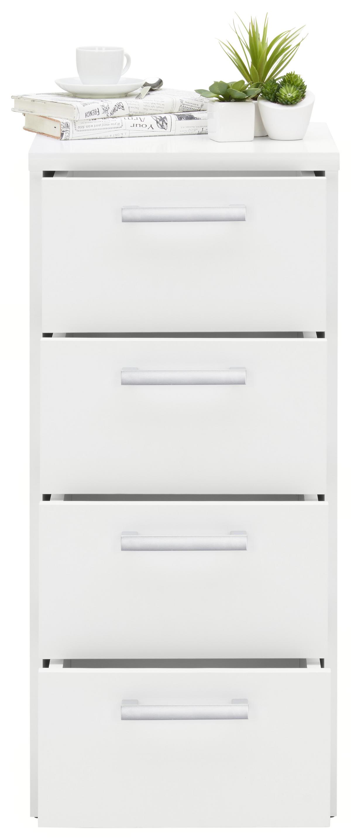 KOMODA EASY - kolor srebrny/biały, Basics, materiał drewnopochodny/tworzywo sztuczne (38/84/36cm) - Xora