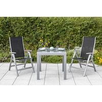 Gartenmöbel Set 3-tlg. Carrara Metall/Textil - Schwarz, ROMANTIK / LANDHAUS, Textil/Metall - Gardenson