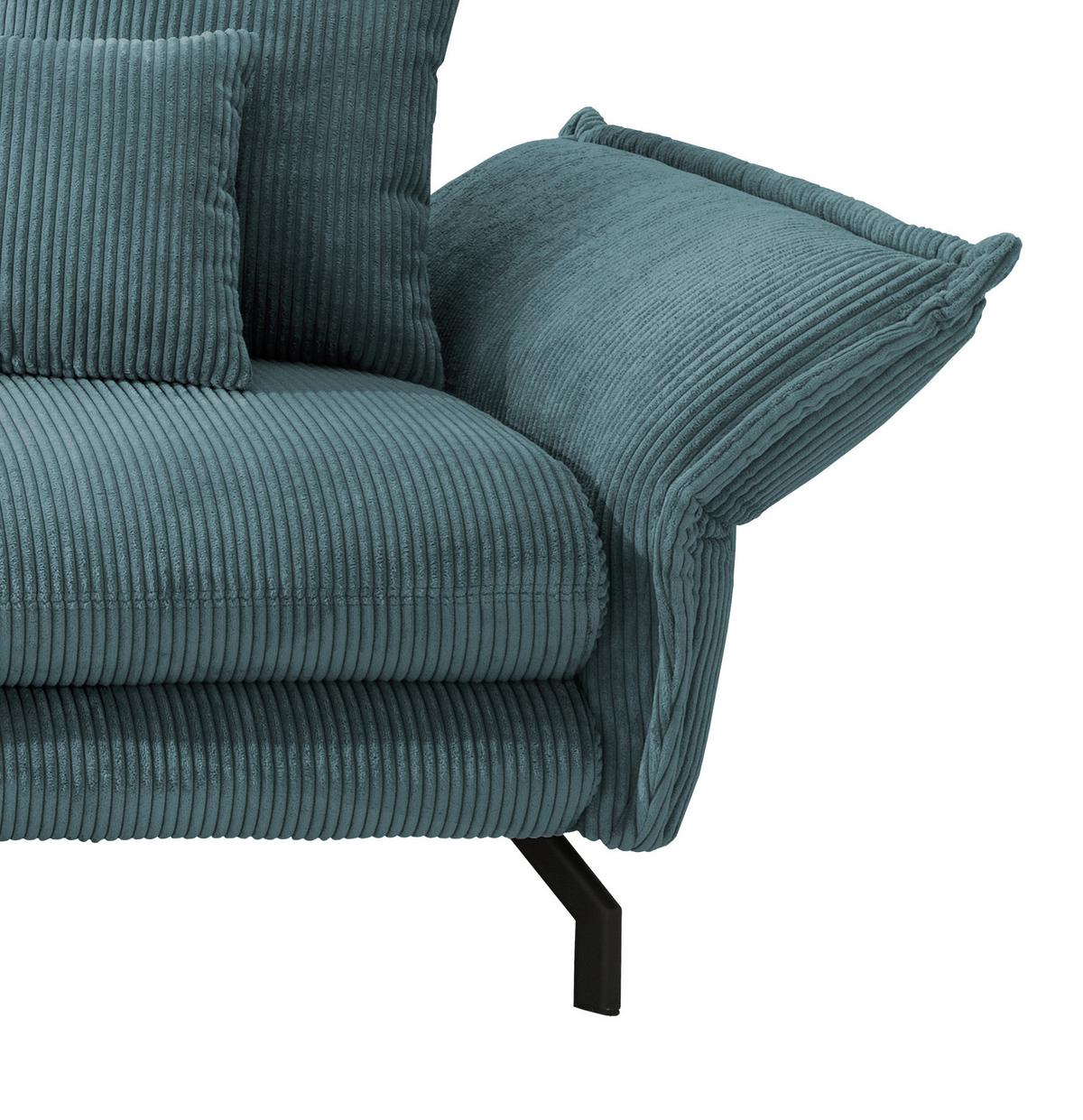 Wohnlandschaft Lava Petrol Cord - Petrol/Schwarz, MODERN, Textil/Metall (180/255cm) - Livetastic