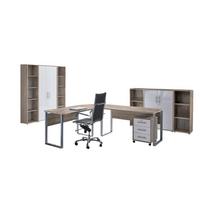 Büro Office Edition Set 5 Sonoma Eiche/Weiß - Weiß Hochglanz/Sonoma Eiche, MODERN, Holzwerkstoff - MID.YOU