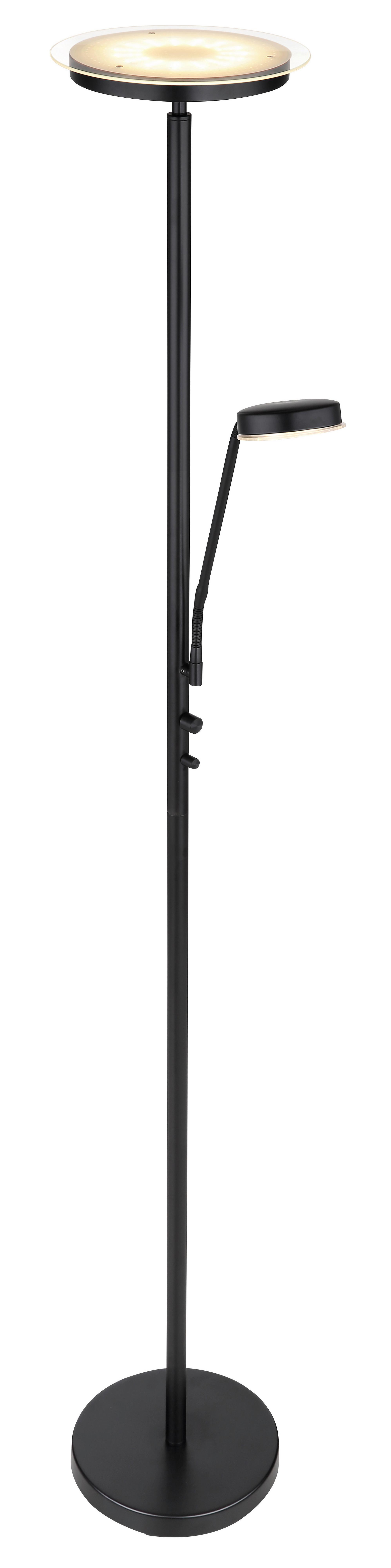 LED-Stehleuchte Ernst Schwarz max. 18,5 Watt - Schwarz, Design, Glas/Metall (26/180cm) - Globo