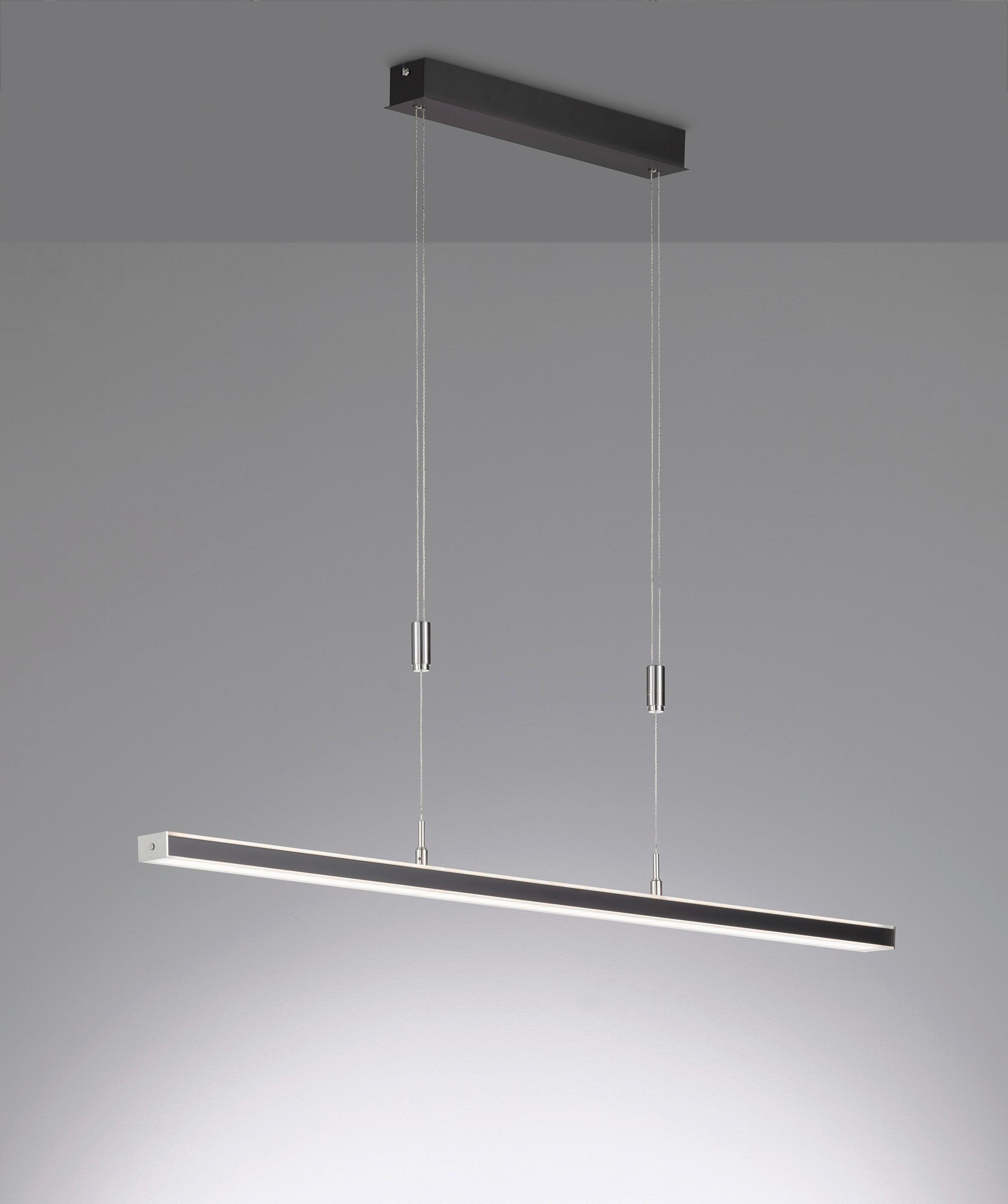 LED-Hängeleuchte in Nickelfarben max. 15 Watt - Schwarz/Nickelfarben, Design, Metall (115/7/90cm) - Fischer & Honsel