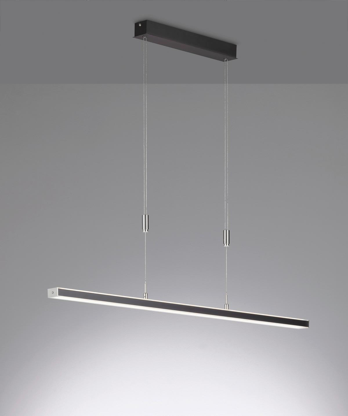 LED-Hängeleuchte in Nickelfarben max. 15 Watt - Schwarz/Nickelfarben, Design, Metall (115/7/90cm) - Fischer & Honsel