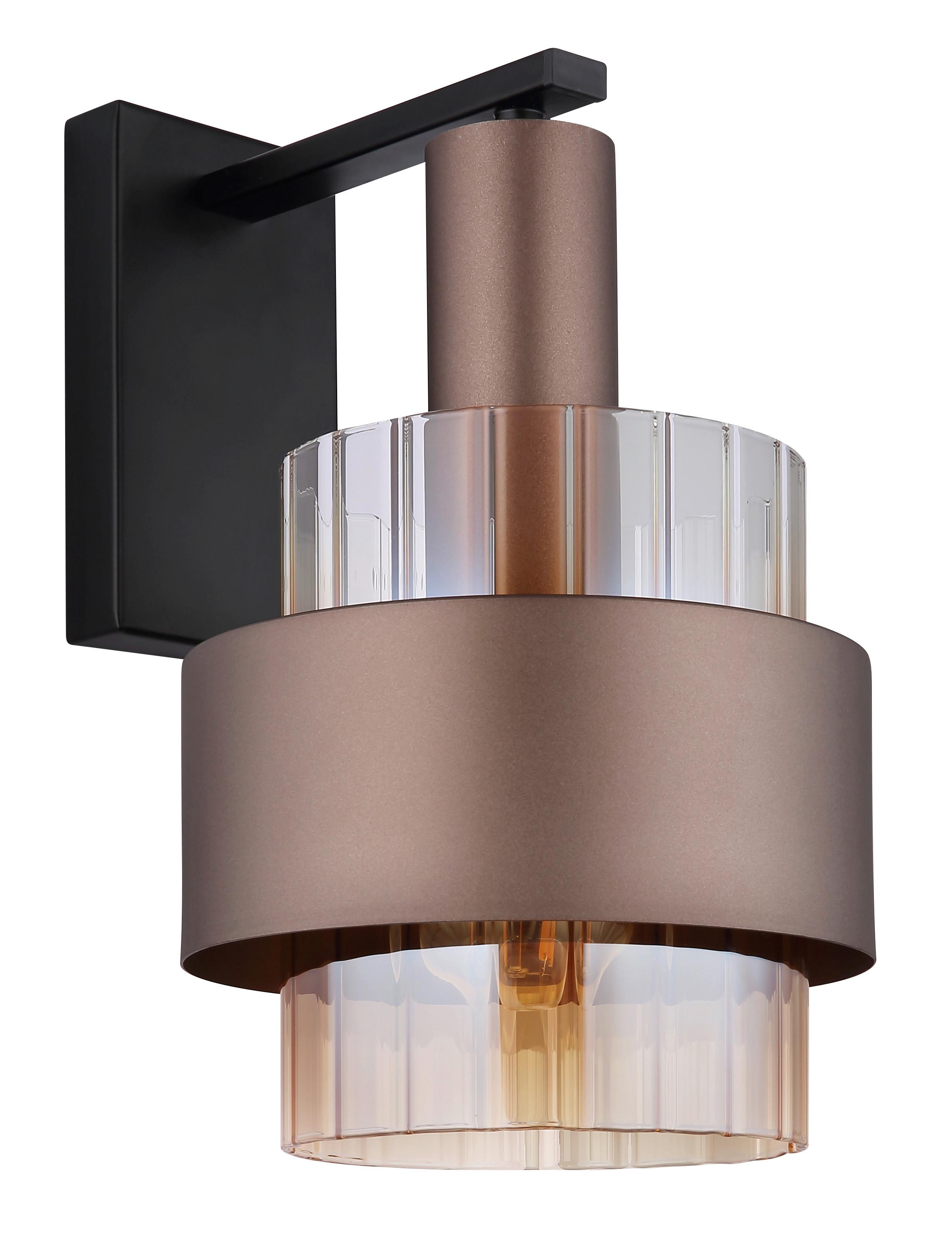 Zidna Svjetiljka 15560wa - narančasta/brončane boje, Design, staklo/metal (18,5/23,5/29,5cm) - Globo