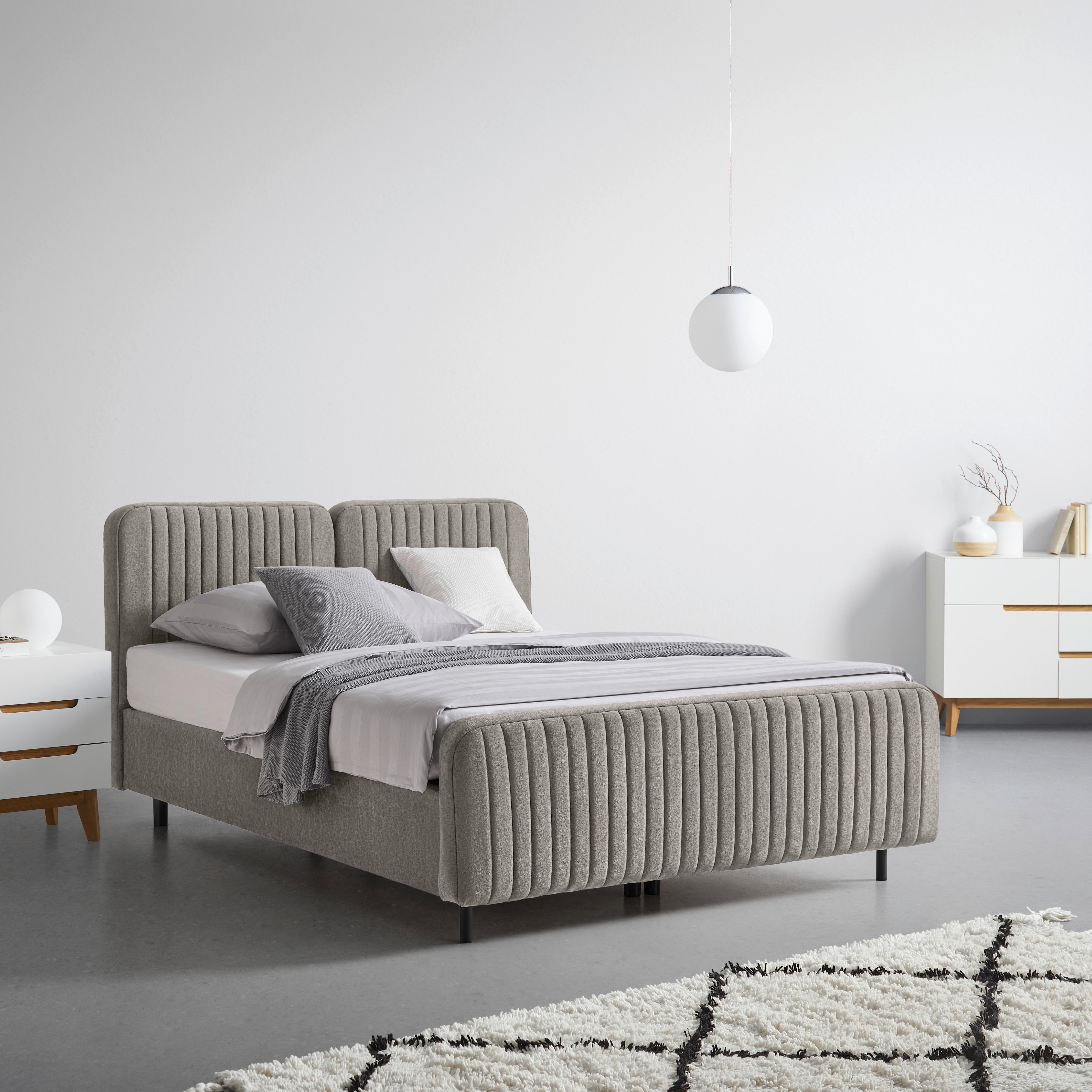 Boxbett Livetto Dunkelgrau ca. 180x200cm - Dunkelgrau/Schwarz, KONVENTIONELL, Holz/Textil (180/200cm) - Mömax