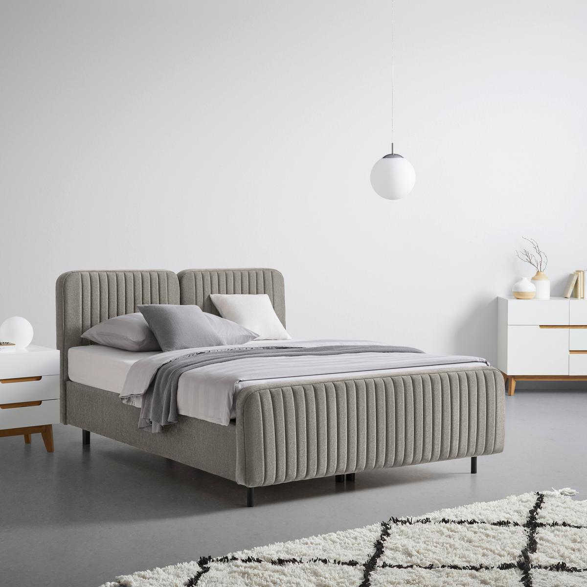 Boxbett Livetto Dunkelgrau ca. 180x200cm - Dunkelgrau/Schwarz, KONVENTIONELL, Holz/Textil (180/200cm) - Mömax