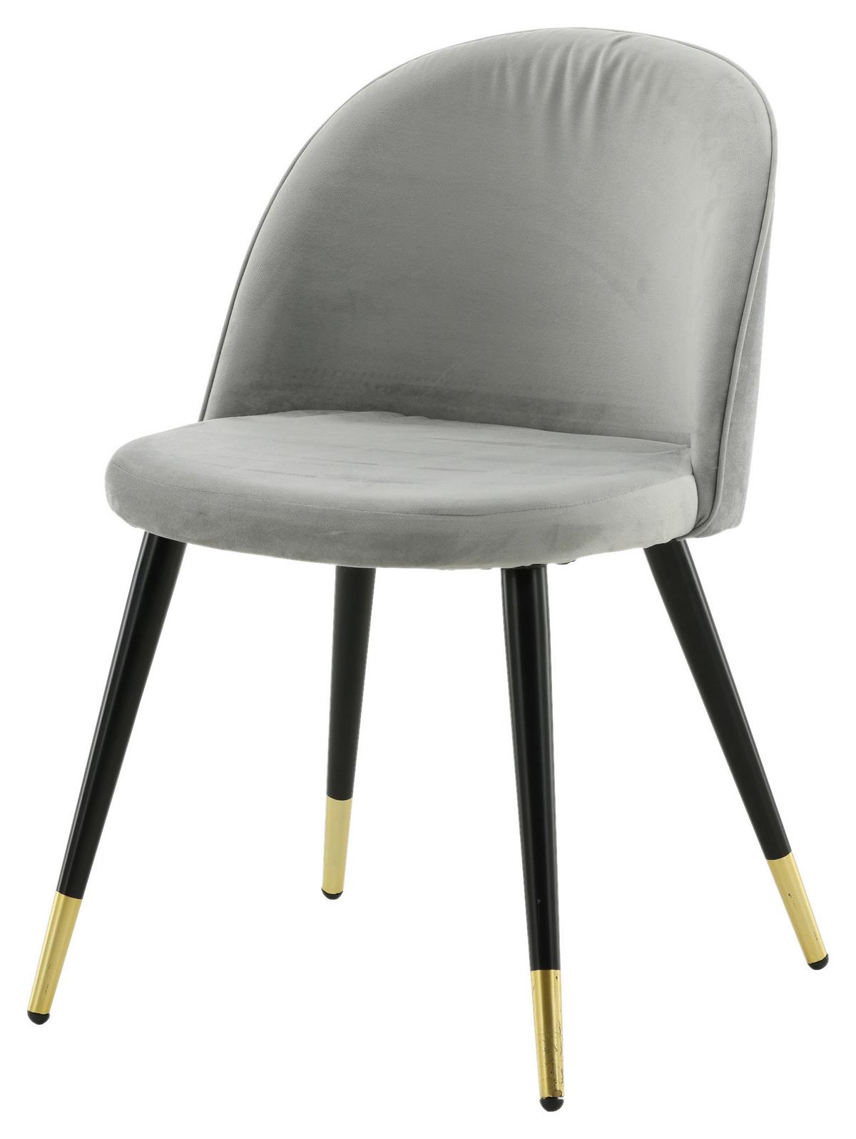 STUHL-SET VELVET - Hellgrau/Schwarz, Design, Textil/Metall (57/76.5/50cm) - Livetastic