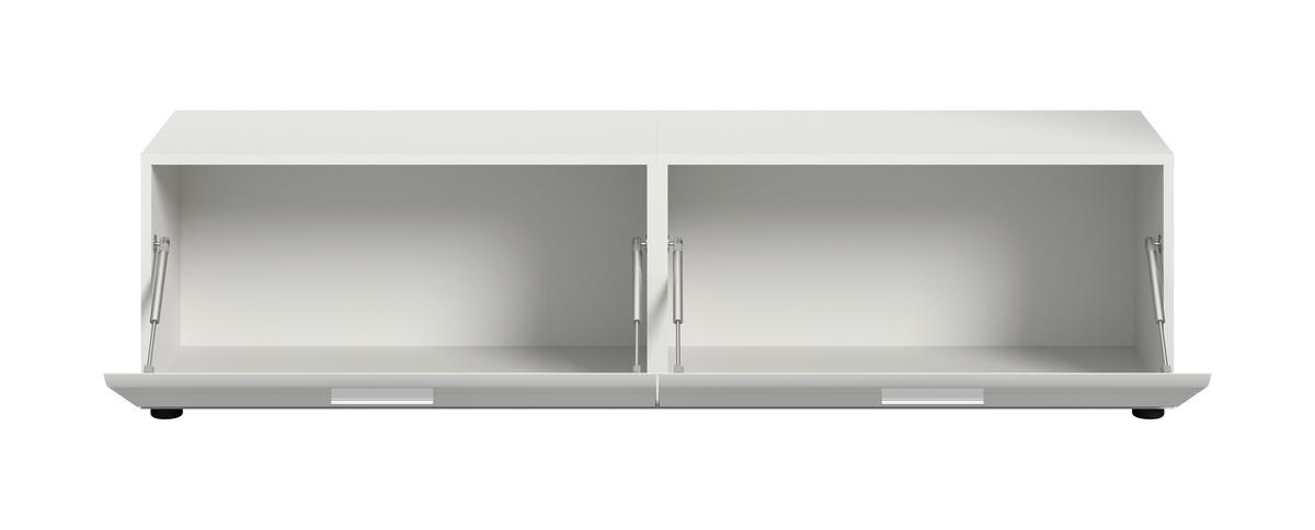 Nizka Omarica Ice, Bela Visok Sijaj - srebrne barve/črna, Design, umetna masa/leseni material (160/41/40cm) - Livetastic