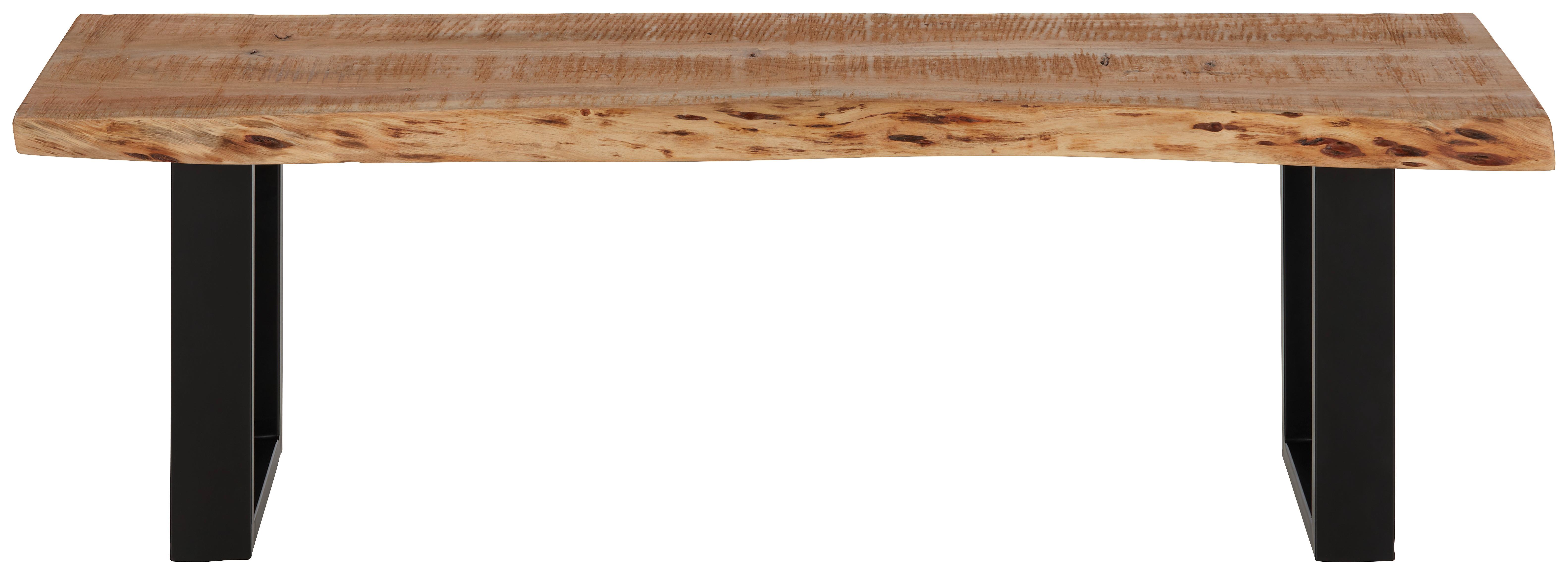 Mehrzweckbank aus Akazie massiv - Schwarz/Naturfarben, Lifestyle, Holz/Metall (140/40/35cm) - Premium Living