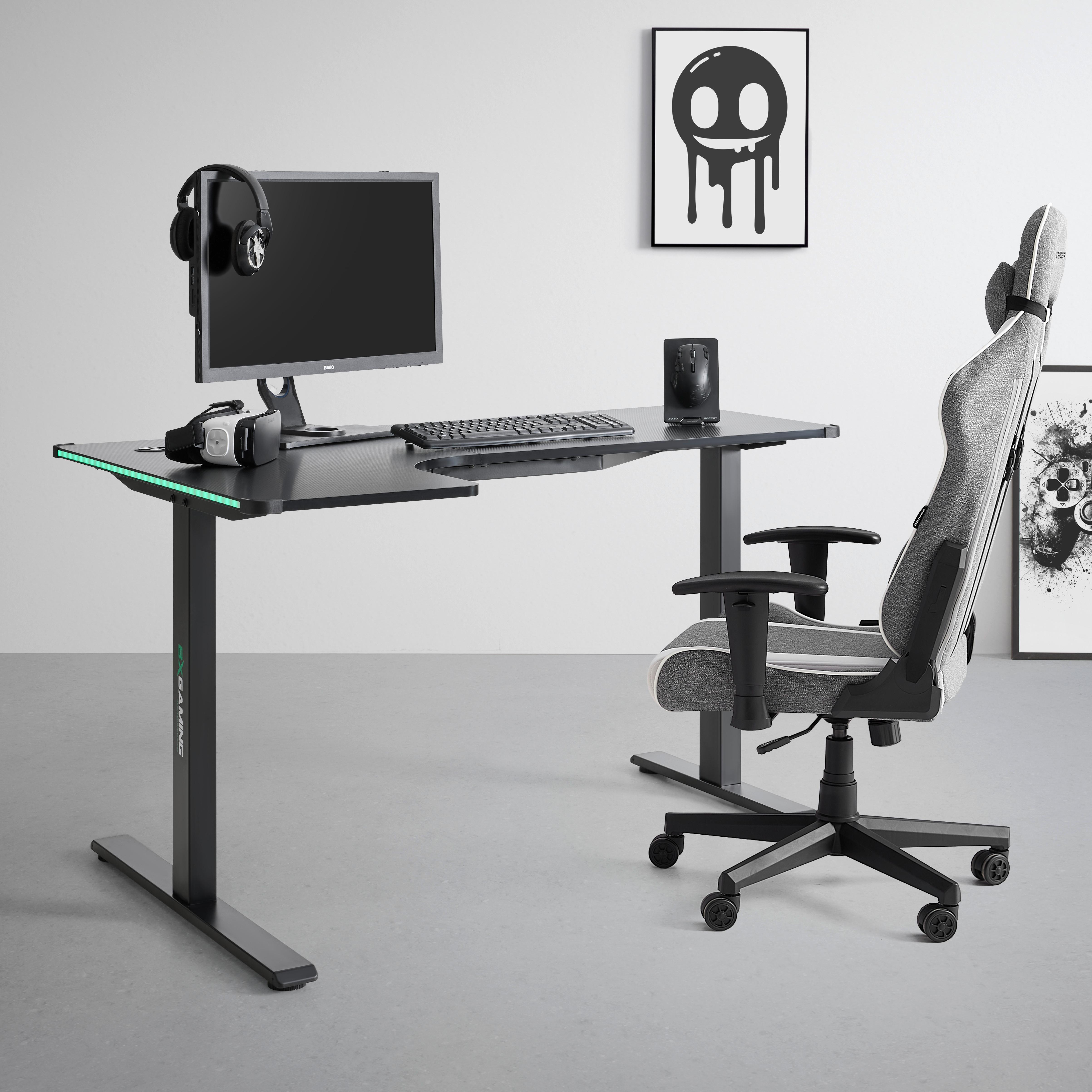 Radni Stol Zocker Ii - crna, Moderno, drvni materijal/metal (140/75/60-100cm) - Modern Living