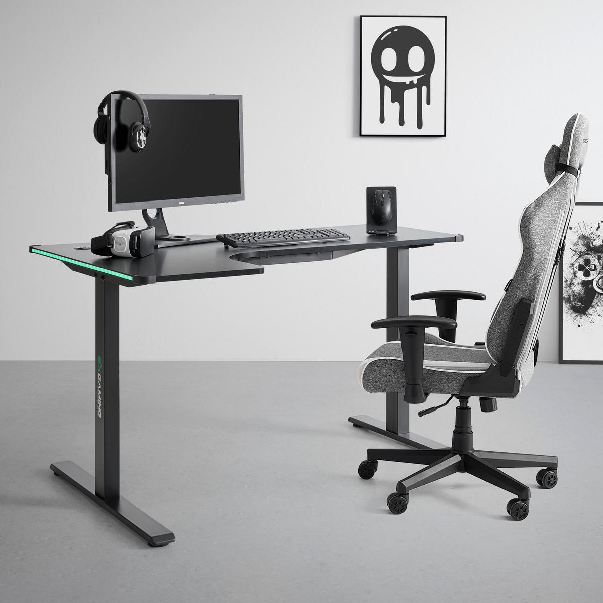 Radni Stol Zocker Ii - crna, Moderno, drvni materijal/metal (140/75/60-100cm) - Modern Living