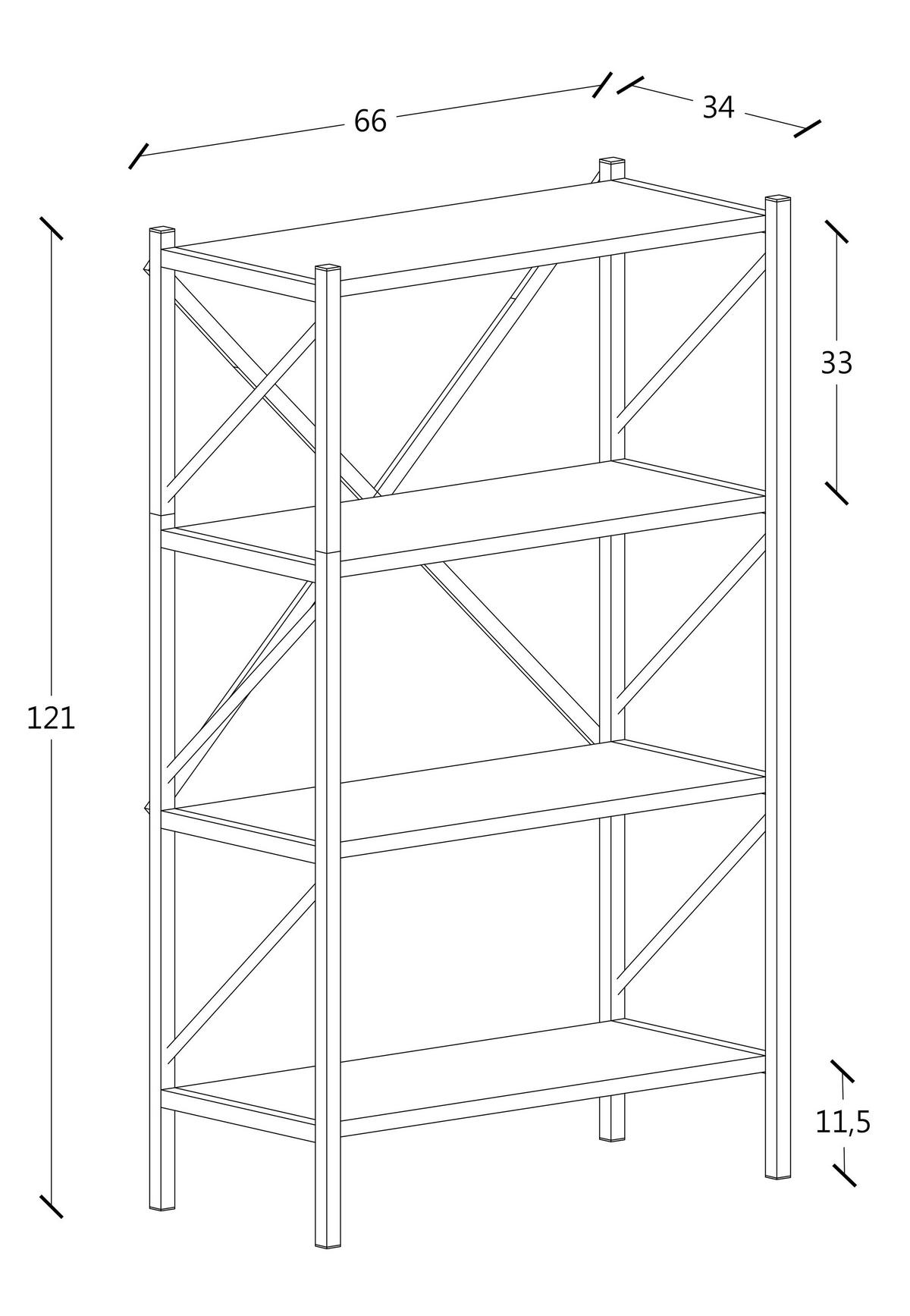 Regal Insasi, Bela - bela, Moderno, leseni material (66/121/34cm) - MID.YOU