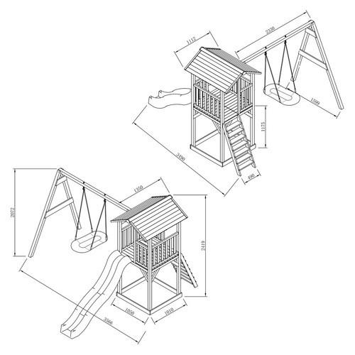 Spielhaus Axi Beach Tower Roxy - Blau/Braun, KONVENTIONELL, Holz (356,6/241,9/349cm) - Ambia Garden