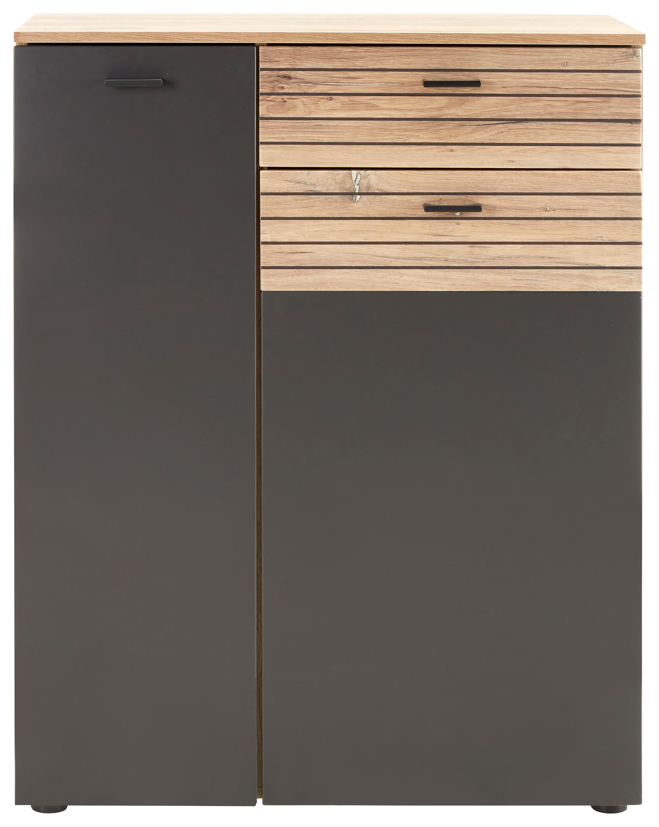 Schuhschrank in Eichefarben/Graphitfarben - Eichefarben/Graphitfarben, Modern (82/103/38cm) - Premium Living