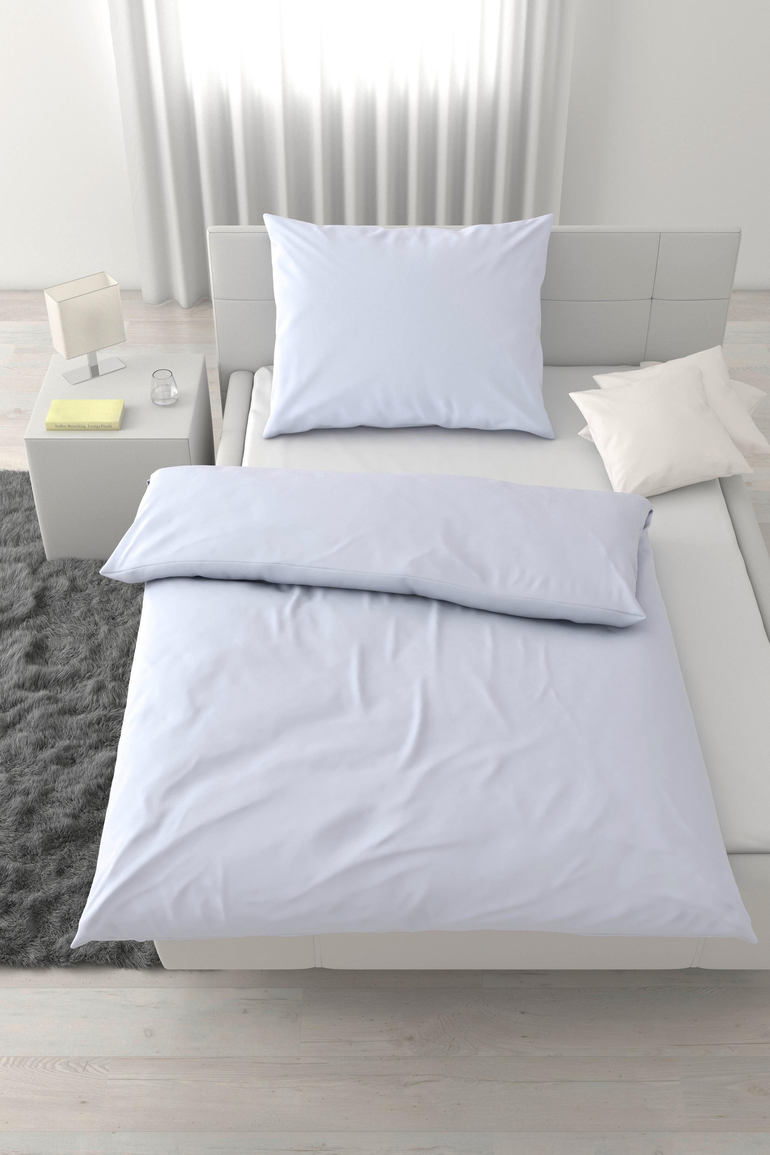 Lenjerie de pat Xenia Uni, 140x200/70x90 cm - alb, Modern, textil (140/200cm) - Premium Living