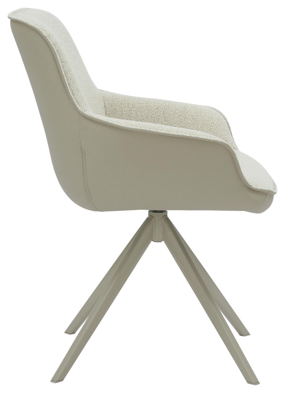 KRZESŁO Z PODŁOKIETNIKAMI FLORENTINA - kremowy/szary, Design, metal/tkanina (58/85/63cm) - Hom`in