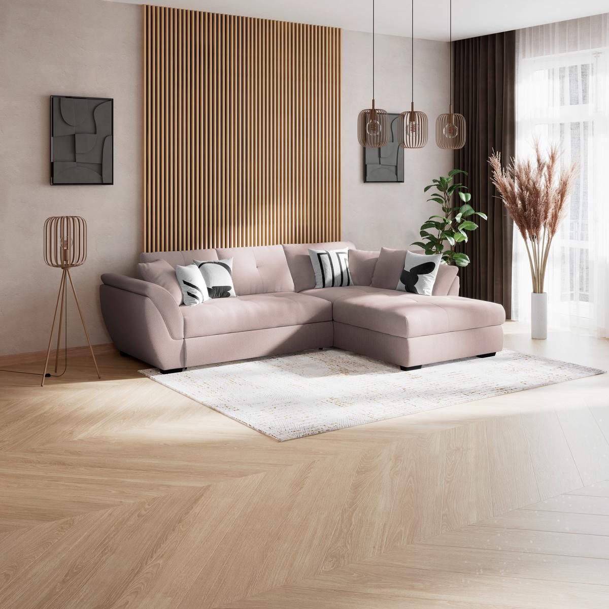 Kutna Garnitura Berisso - crna/sivo-bež, Konvencionalno, tekstil (278/187cm) - Ondega