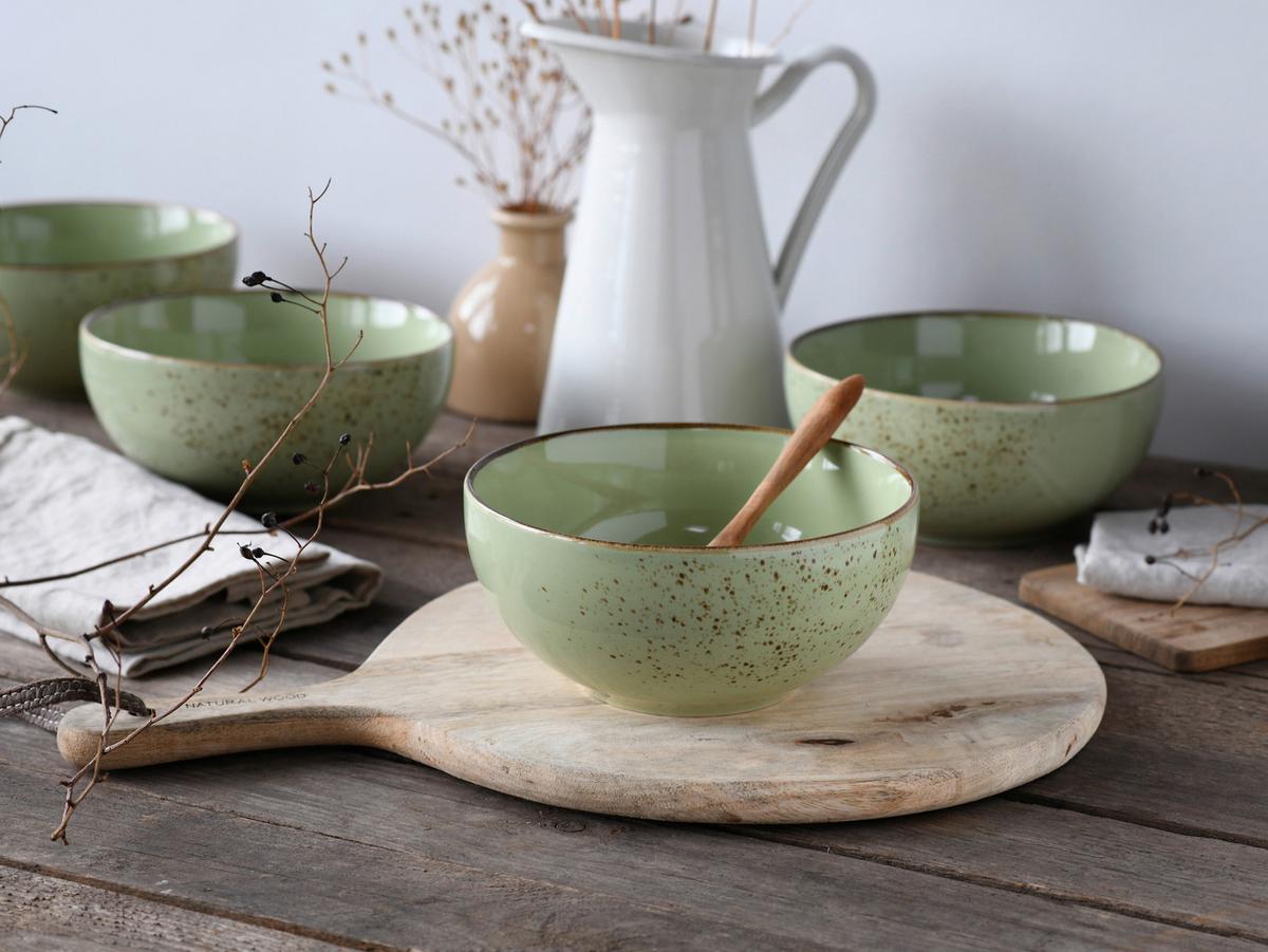 Set Posod Green, 4-Delni - zelena, Design, keramika (17,5cm) - Creatable