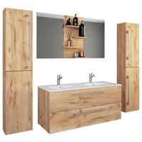 Kopalnica Budasi, Hrast - bela/barve aluminija, Moderno, kovina/leseni material (178cm) - MID.YOU