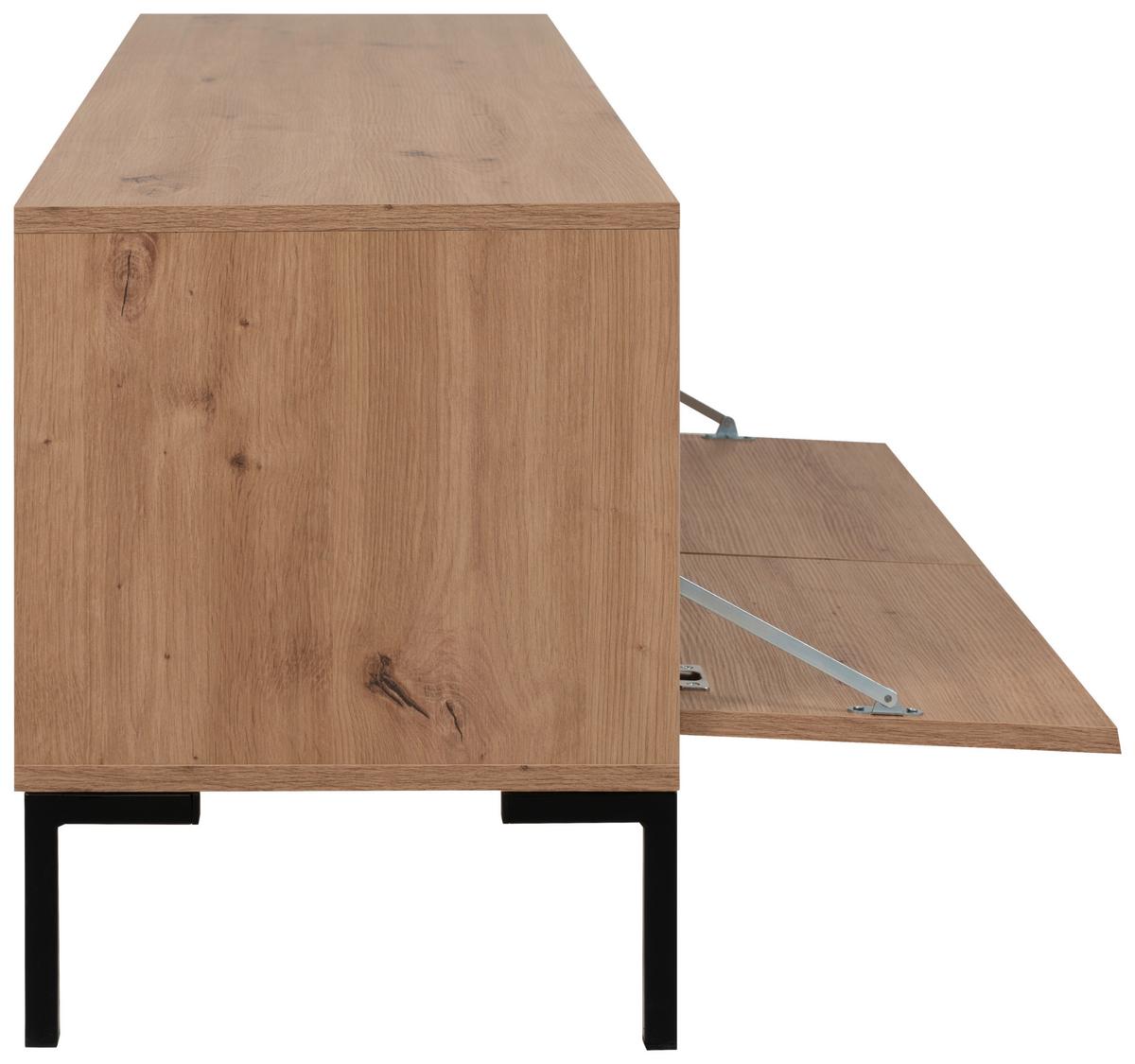 SZAFKA RTV KORSIKA 56A - antracytowy/dąb artisan, Design, materiał drewnopochodny/metal (150/49/40cm) - MID.YOU