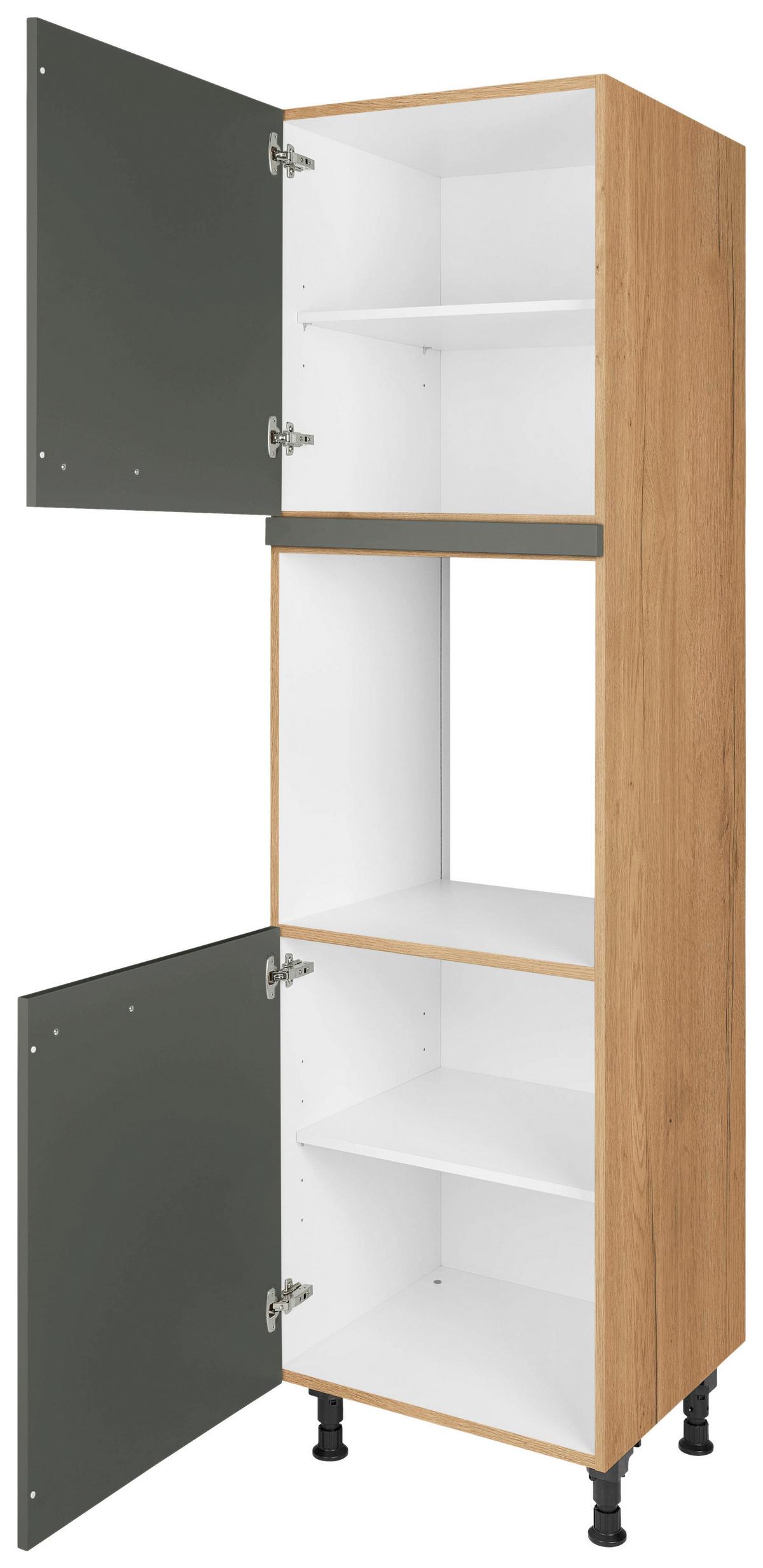 Geräteumbauschrank Easytouch Grün - Eichefarben/Schwarz, MODERN, Holzwerkstoff/Metall (60/216,6/58cm) - Nobilia