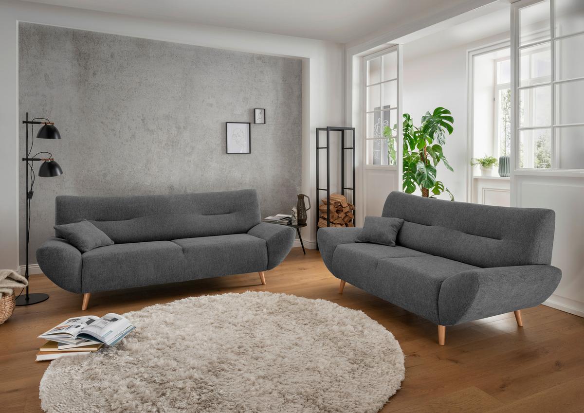 3-Sitzer-Sofa Drago Anthrazit Chenille - Wildeiche/Anthrazit, MODERN, Holz/Textil (205/81/90cm) - MID.YOU