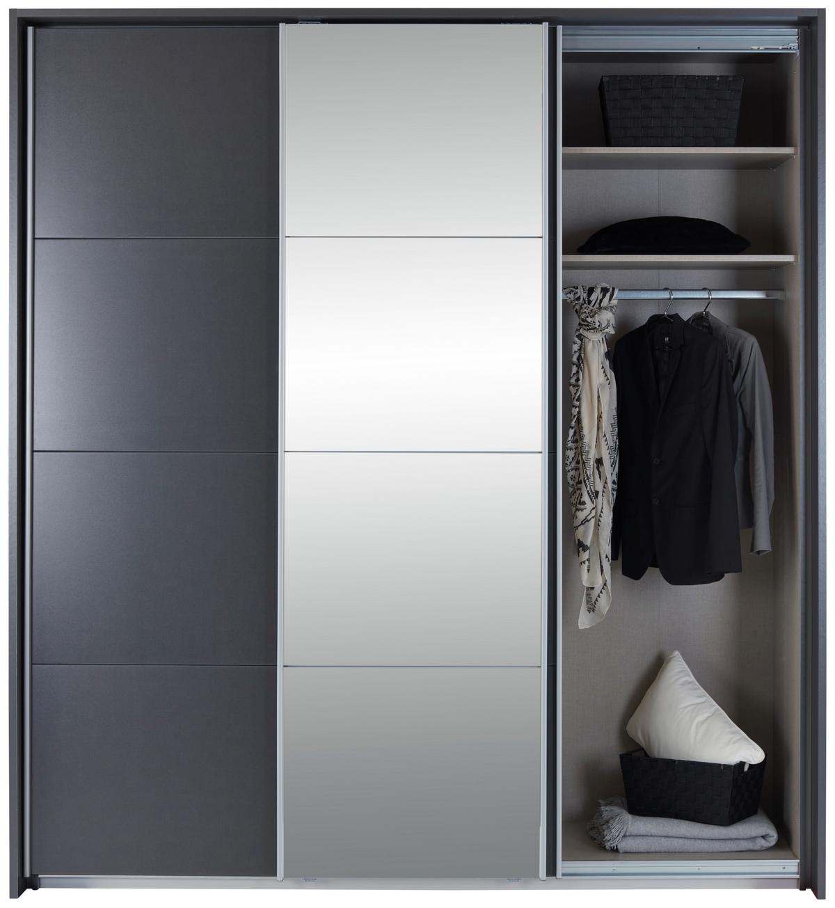 Dulap cu uși culisante MIAMI - gri, Modern, material pe bază de lemn (203/229/62cm)