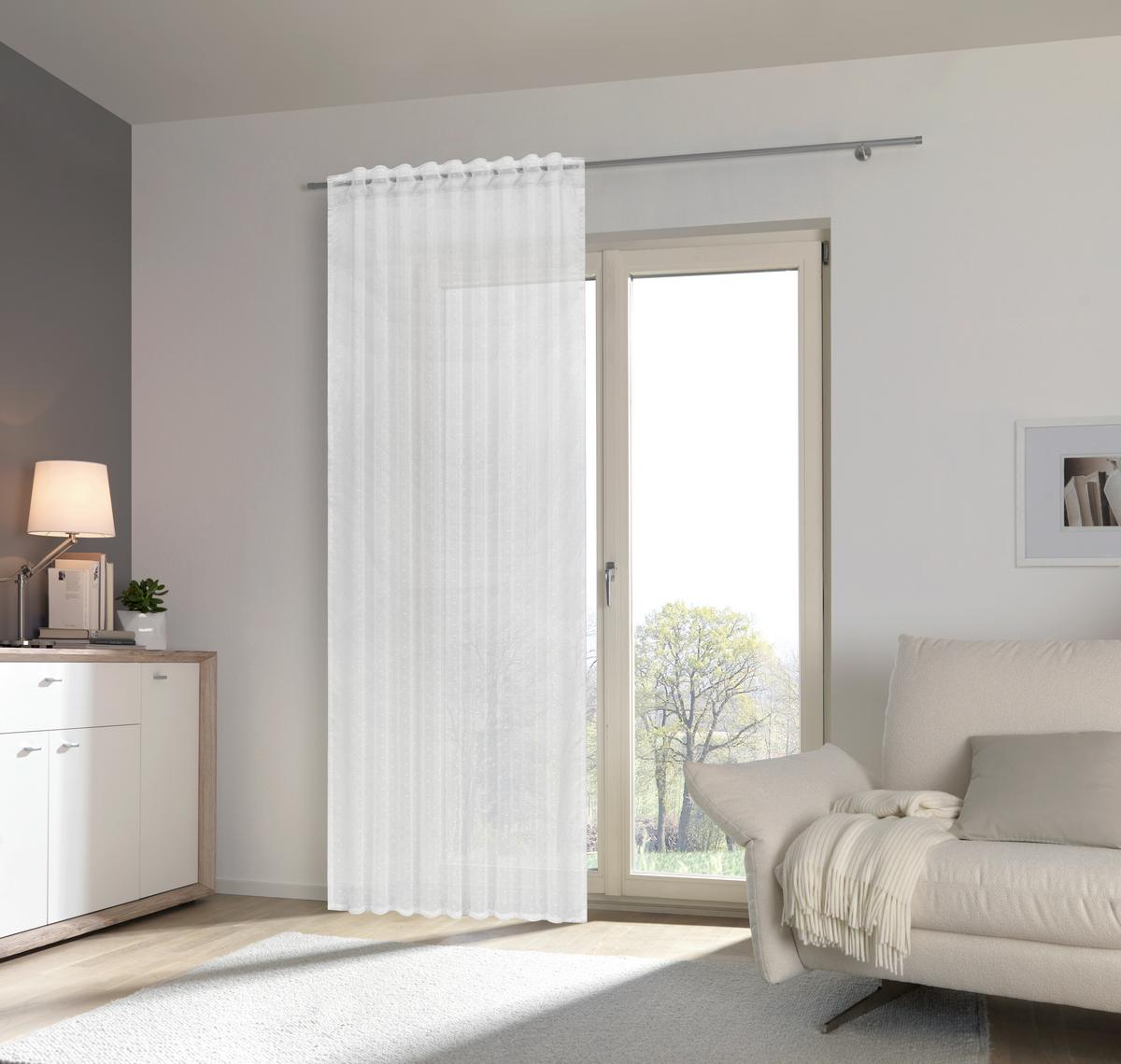 ZASŁONA GOTOWA PUNTI - biały, Basics, tkanina (140/245cm) - Esposa