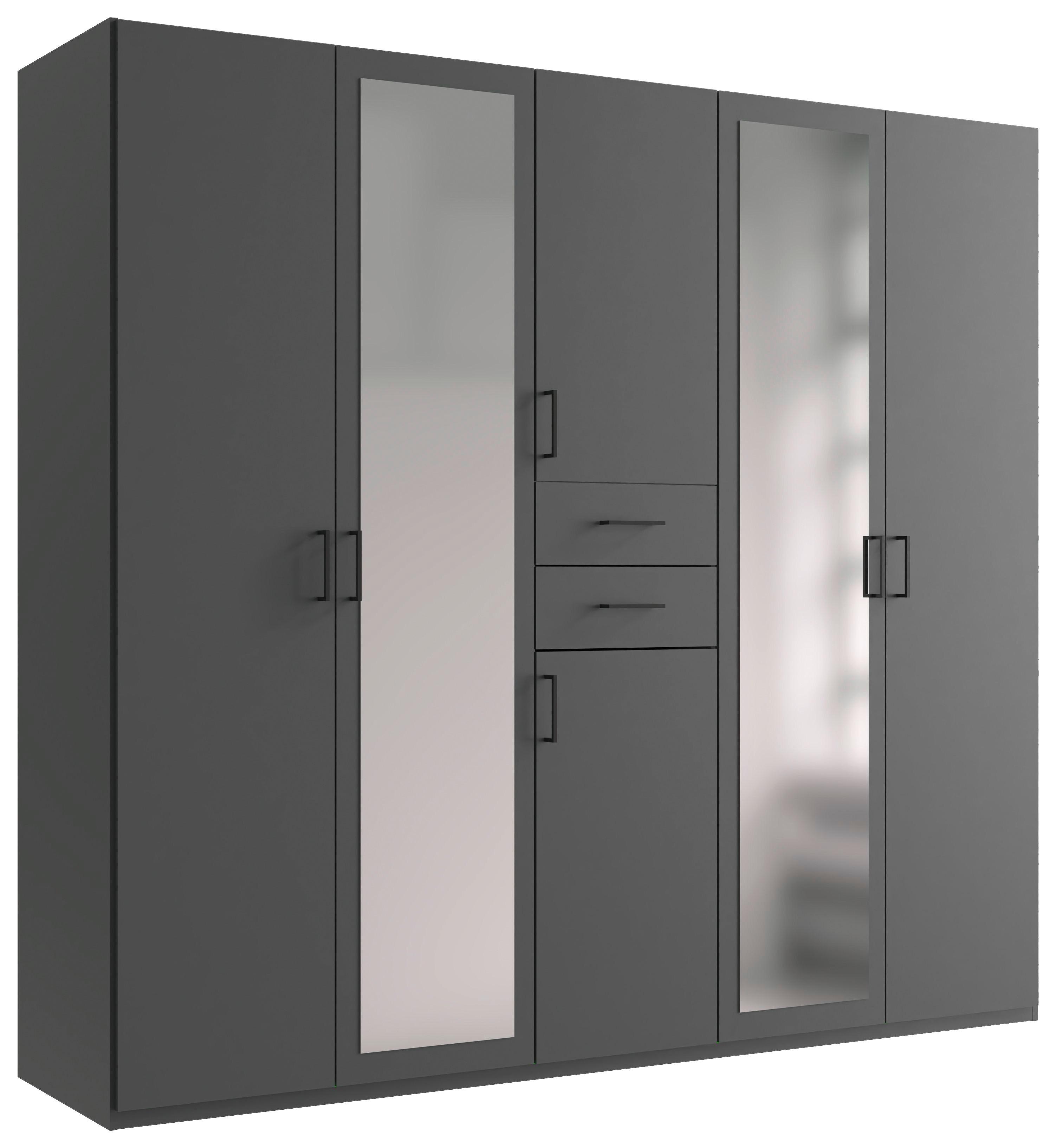 Drehtürenschrank Dillingen Graphitfarben - Graphitfarben/Schwarz, KONVENTIONELL, Glas/Holzwerkstoff (225/208/58cm) - Mömax