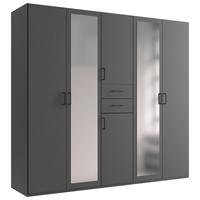 Drehtürenschrank Dillingen Graphitfarben - Schwarz/Graphitfarben, Konventionell, Glas/Holzwerkstoff (225/208/58cm) - Mömax