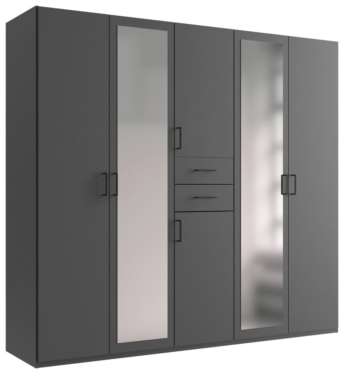Drehtürenschrank Dillingen Graphitfarben - Schwarz/Graphitfarben, Konventionell, Glas/Holzwerkstoff (225/208/58cm) - Mömax
