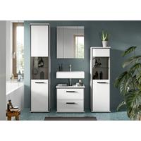 Badezimmer Kojak 4-tlg. Weiß/Anthrazit - Weiß Hochglanz/Schwarz, MODERN, Holzwerkstoff/Kunststoff (140cm) - MID.YOU