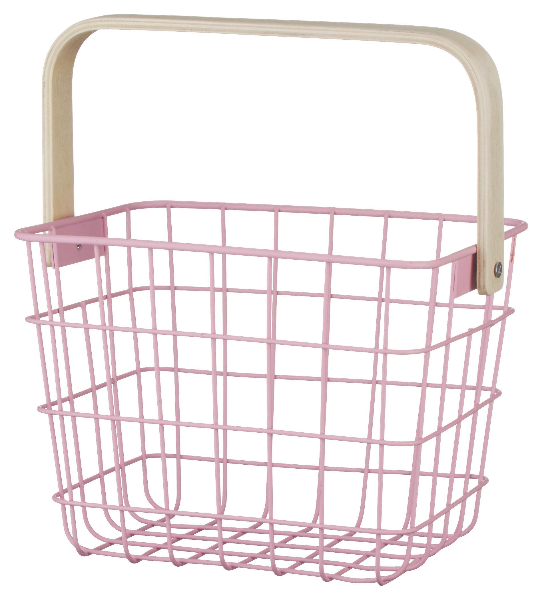 Korb Linus Rosa/Naturfarben - Naturfarben/Rosa, Holz/Metall (20/15/15cm) - Mömax