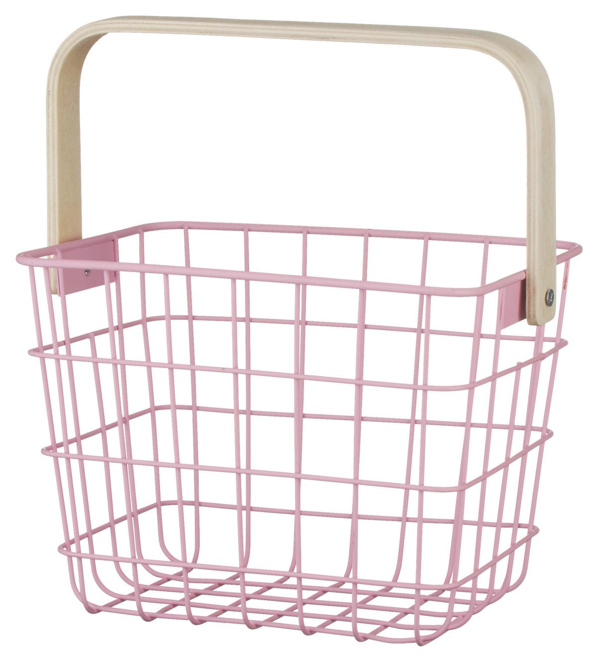 Korb Linus Rosa/Naturfarben - Naturfarben/Rosa, Holz/Metall (20/15/15cm) - Mömax