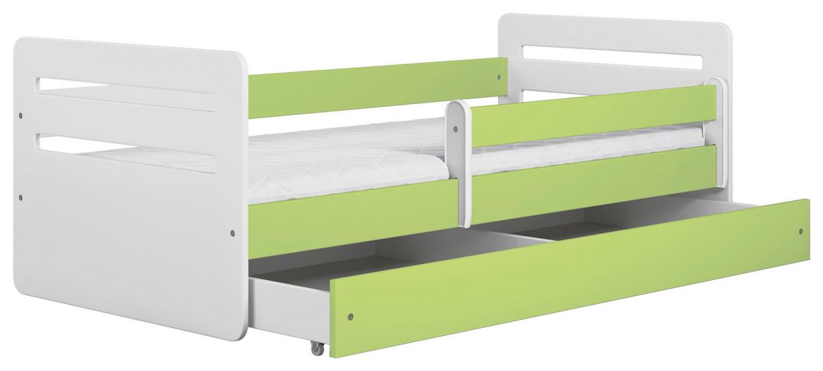 Otroška Postelja Tomi, Bela, Zelena, 80x140cm - zelena/bela, Moderno, tekstil/leseni material (80/140cm) - MID.YOU