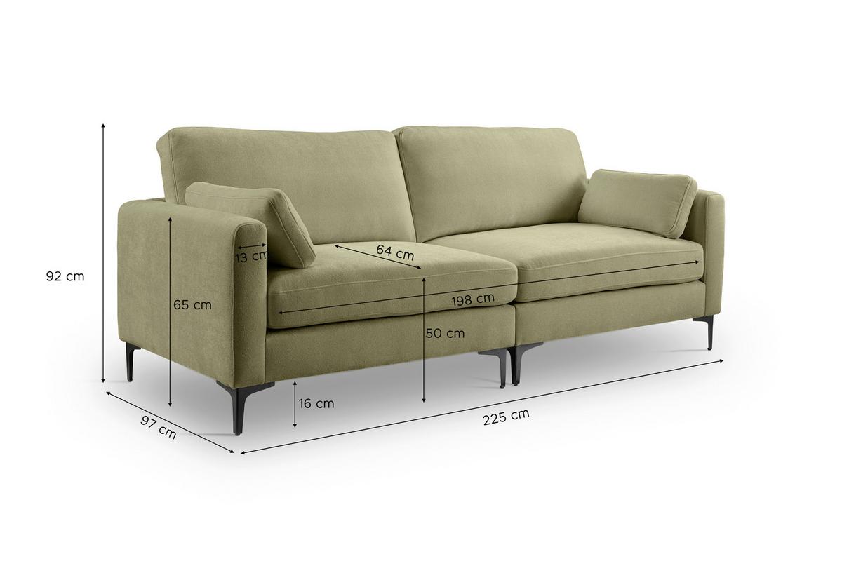3,5-Sitzer-Sofa Venti Grün - Schwarz/Grün, Basics, Holz/Textil (225/92/97cm) - MID.YOU