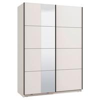 Schwebetürenschrank In Weiss - Weiss/Schwarz, Konventionell, Holzwerkstoff/Metall (146/217/61cm) - Mömax