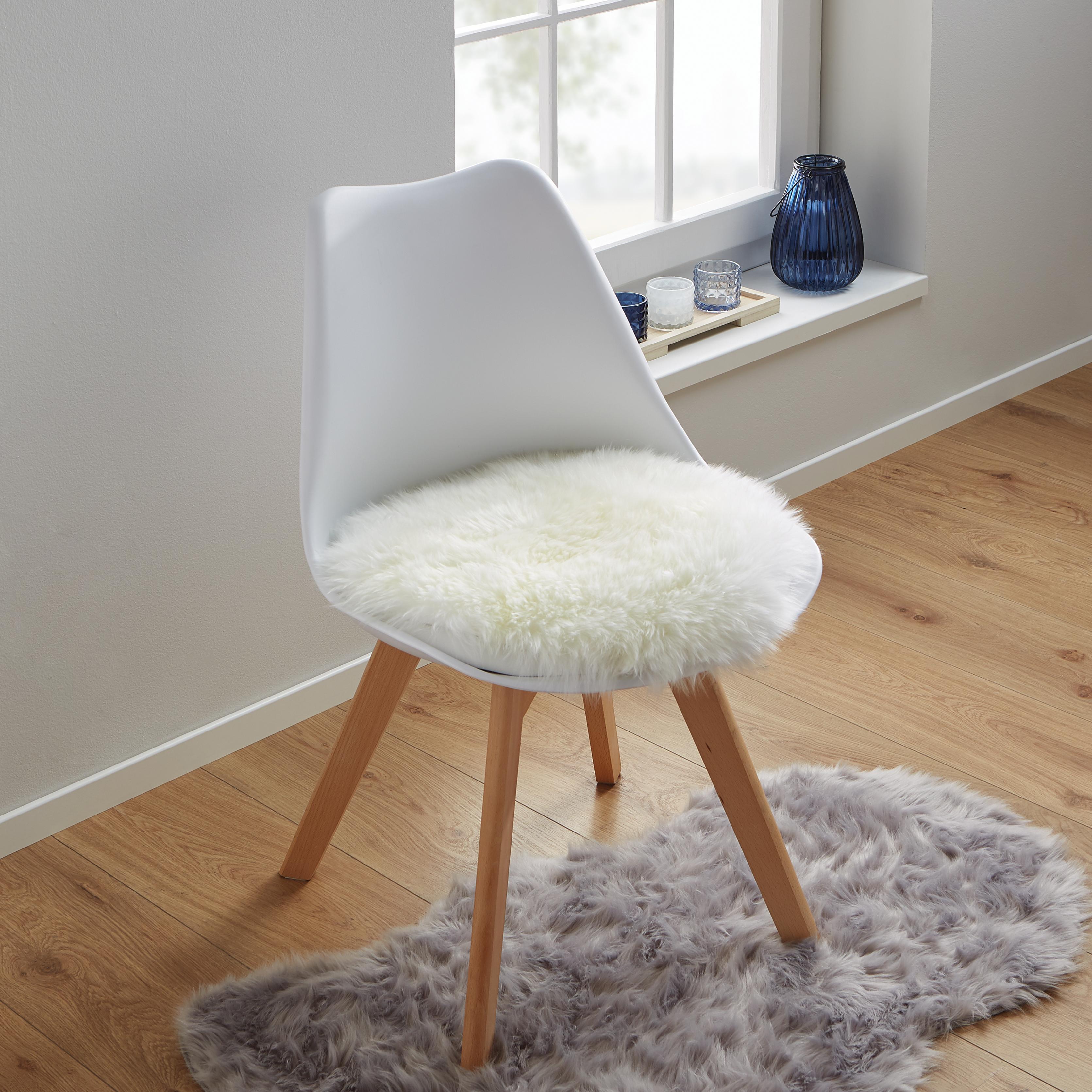 Sitzkissen in Weiss 'Mona' Ø ca. 40 cm - Weiß, MODERN, Textil (40cm) - Bessagi Home