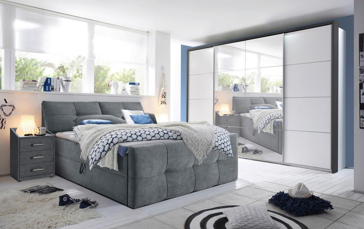 Nachtkästchen Moon ca. 47x61x46 cm Anthrazit - Anthrazit/Silberfarben, Basics, Holzwerkstoff/Kunststoff (47/61/46cm) - MID.YOU