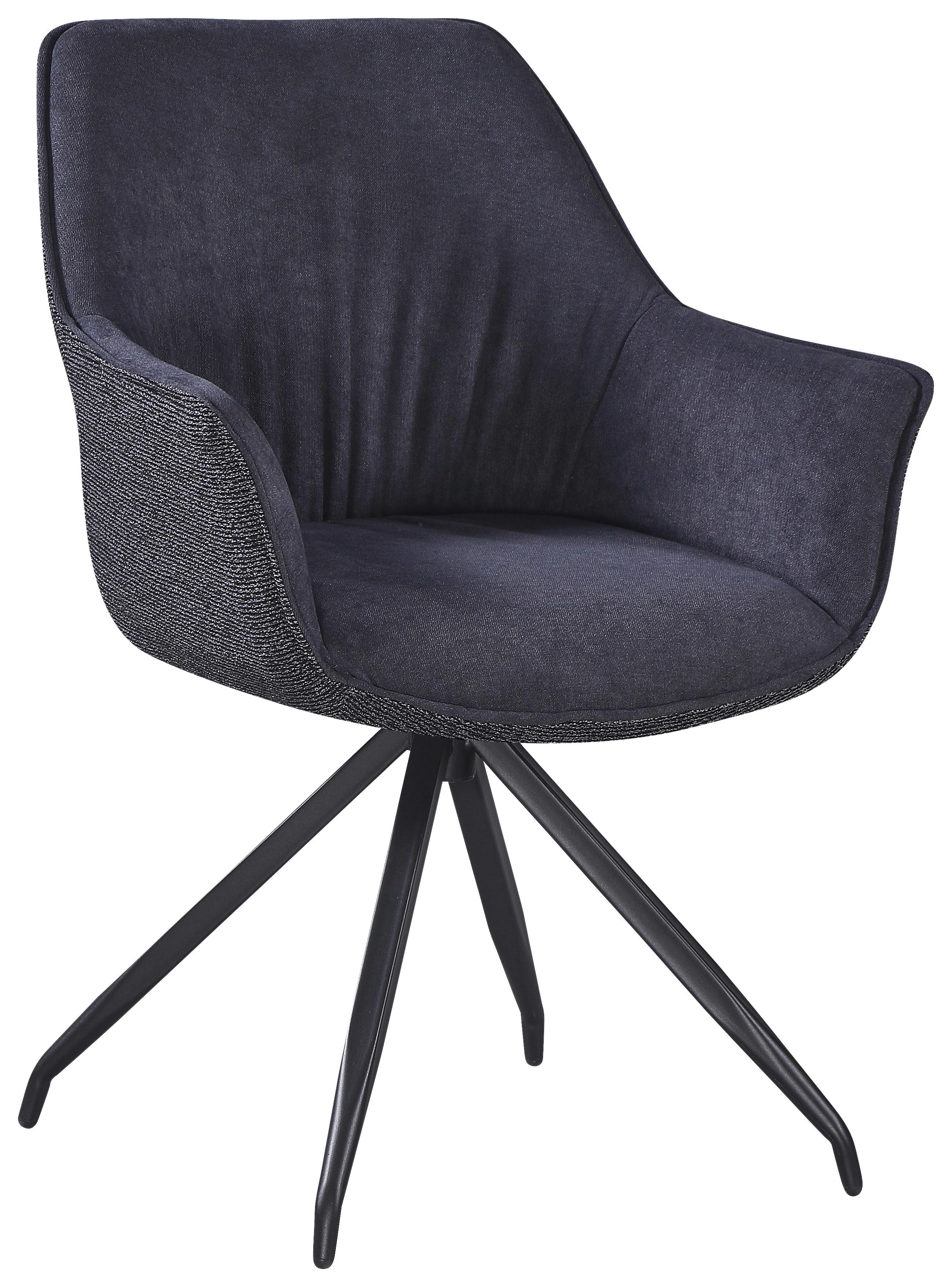 Armlehnstuhl Nova Grau - Schwarz/Grau, MODERN, Textil/Metall (64/85/62cm) - Premium Living