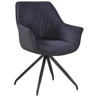 Armlehnstuhl Nova Grau - Schwarz/Grau, MODERN, Textil/Metall (64/85/62cm) - Premium Living