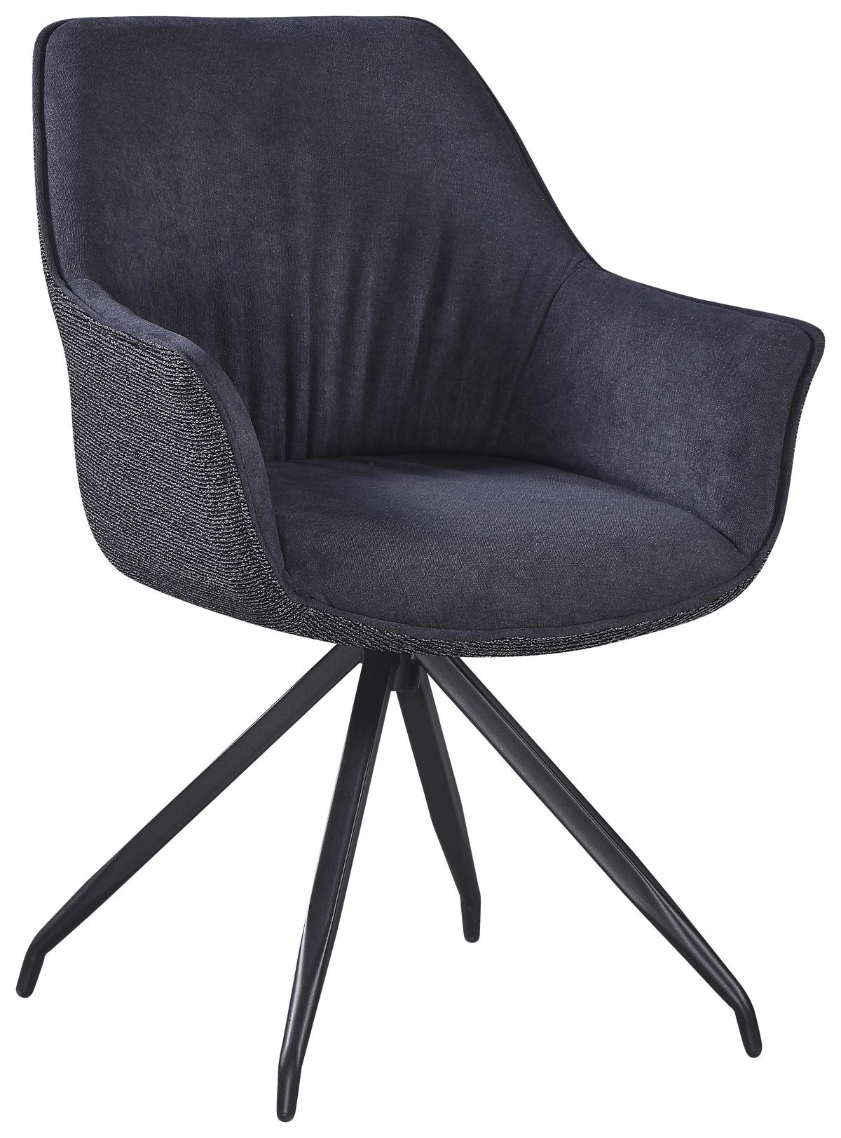Armlehnstuhl Nova Grau - Schwarz/Grau, MODERN, Textil/Metall (64/85/62cm) - Premium Living