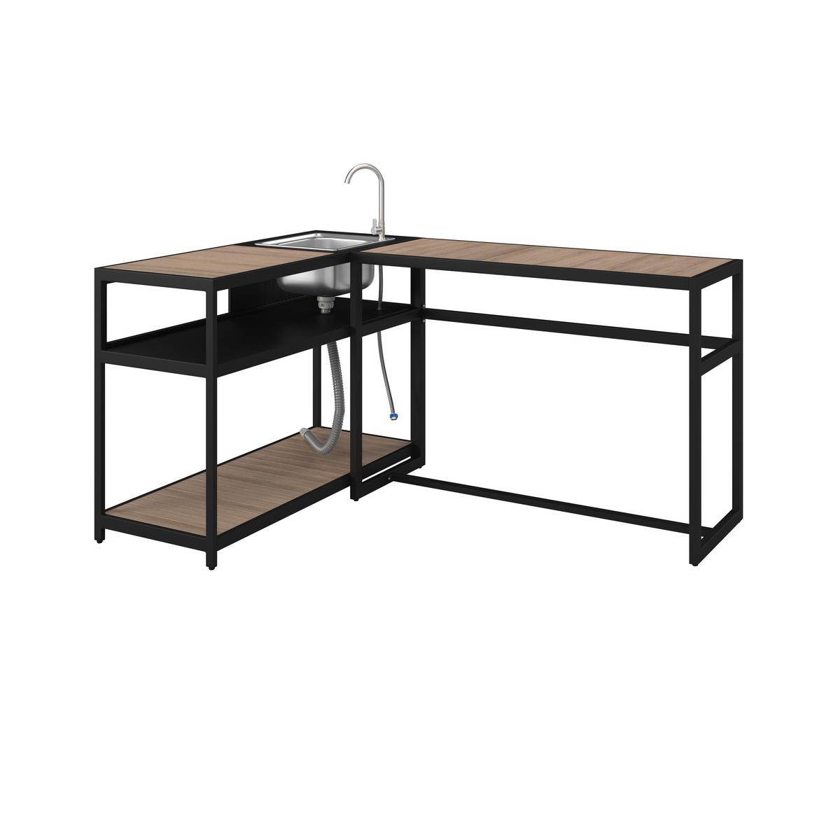 Mobilier bucătărie outdoor Delia - culoare natur/negru, Modern, plastic/metal - Bessagi Garden