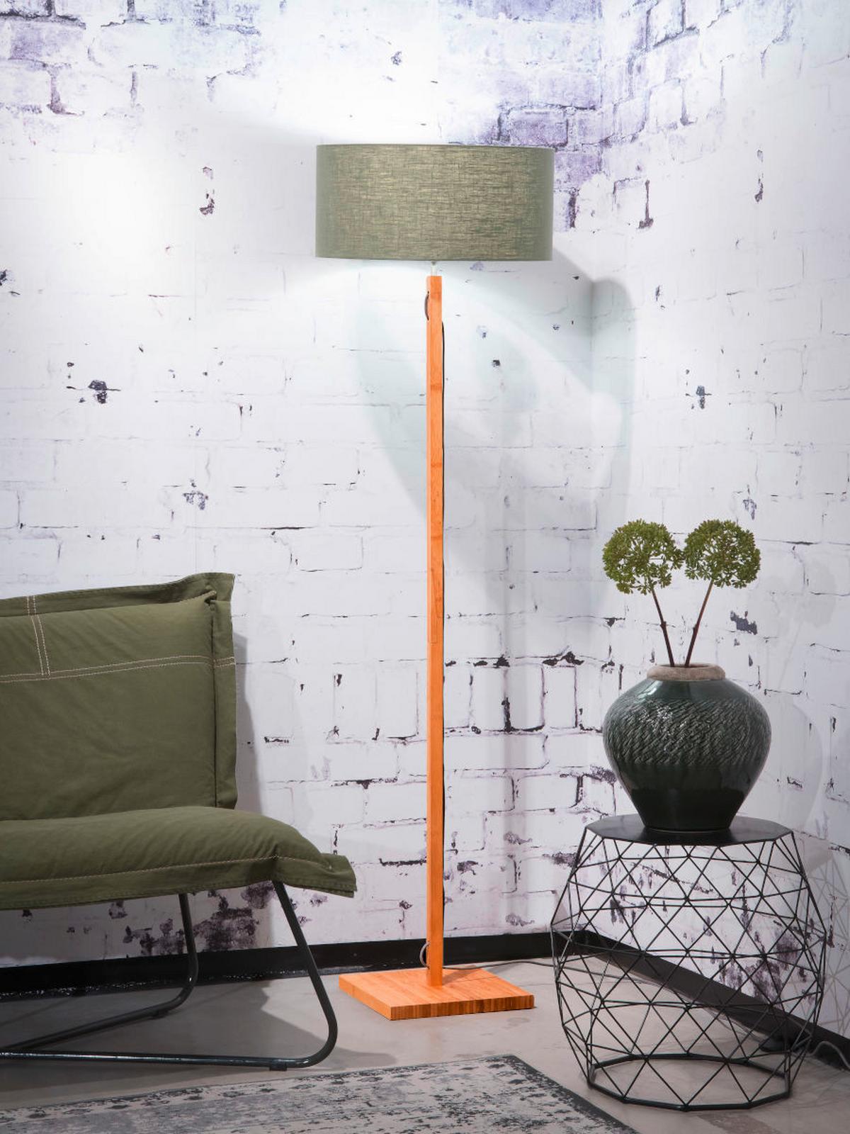 Stoječa Svetilka Fuji, Zelena, Bambus - zelena/naravne barve, Trend (47/167cm) - Good & Mojo