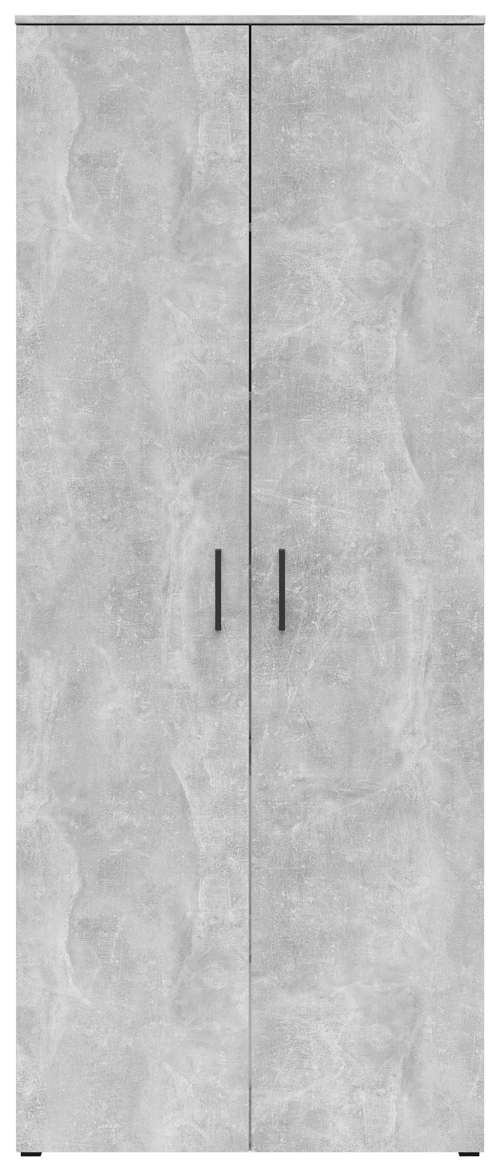 Schrank Multistauraum Betonoptik - Schwarz/Grau, MODERN, Holzwerkstoff/Kunststoff (80/195/40cm) - Mömax