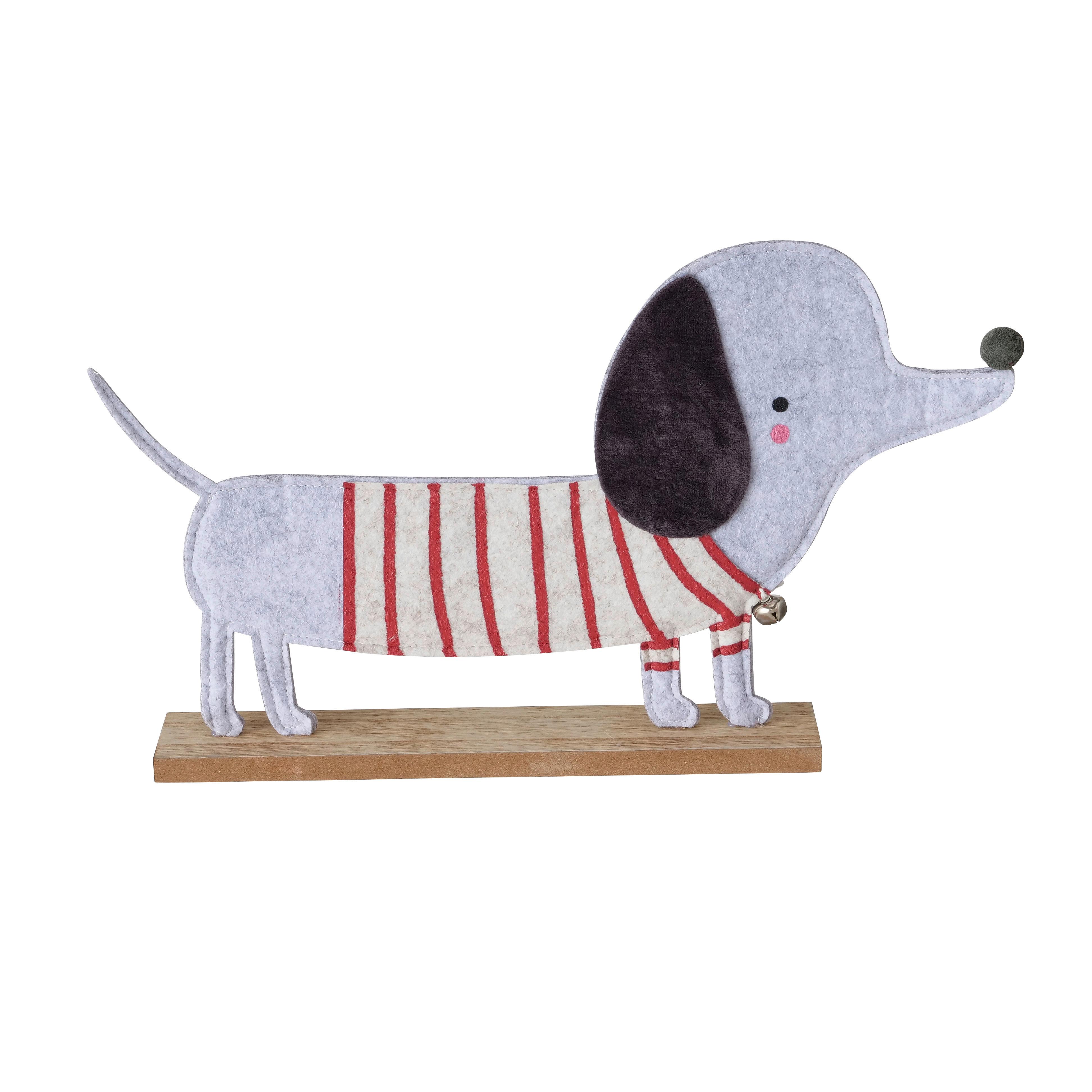 Dekohund Barney I Grau - Grau, KONVENTIONELL, Holzwerkstoff/Textil (38/5/39cm) - Modern Living